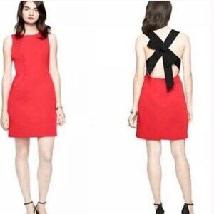 Kate Spade Red Back Bow Dress Open Back A-Line Shift Fit Size 0 Women's NWOT